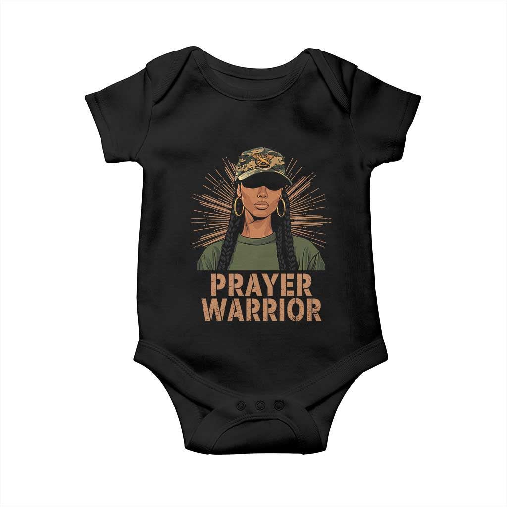 Black Prayer Warrior Baby Onesie Jesus God Christian Camo Girl TS02 Black Print Your Wear