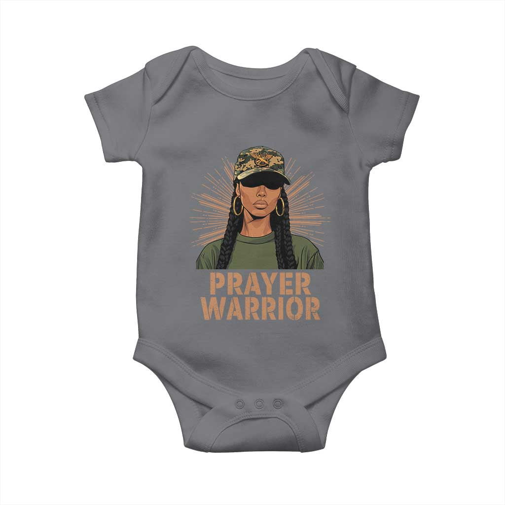 Black Prayer Warrior Baby Onesie Jesus God Christian Camo Girl TS02 Charcoal Print Your Wear