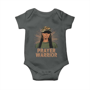 Black Prayer Warrior Baby Onesie Jesus God Christian Camo Girl TS02 Dark Heather Print Your Wear