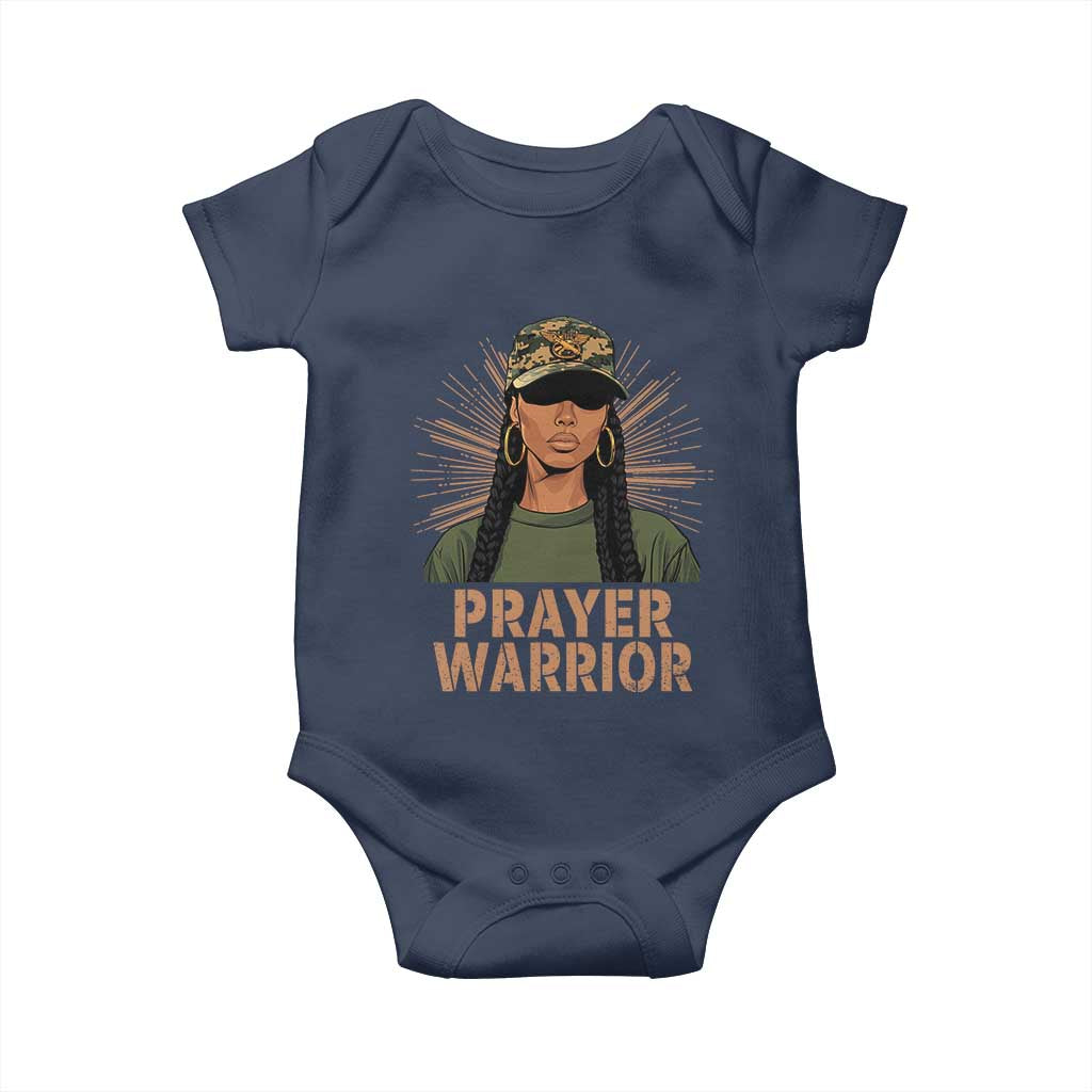 Black Prayer Warrior Baby Onesie Jesus God Christian Camo Girl TS02 Navy Print Your Wear