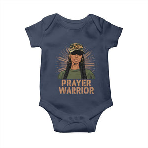 Black Prayer Warrior Baby Onesie Jesus God Christian Camo Girl TS02 Navy Print Your Wear