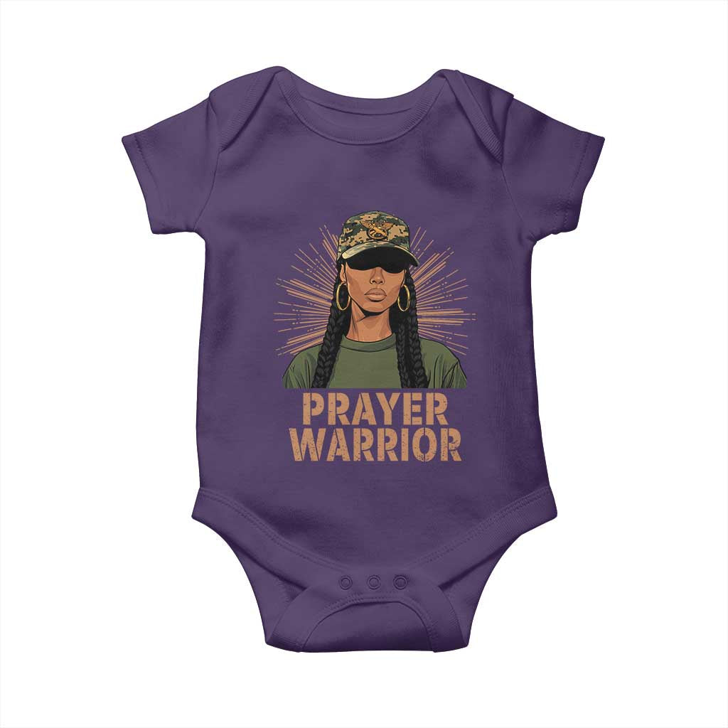 Black Prayer Warrior Baby Onesie Jesus God Christian Camo Girl TS02 Purple Print Your Wear