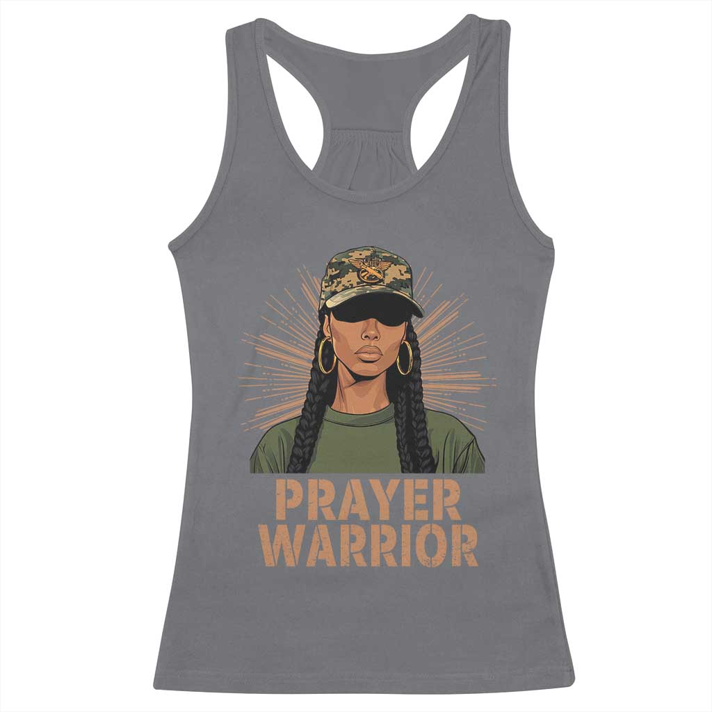 Black Prayer Warrior Racerback Tank Top Jesus God Christian Camo Girl TS02 Charcoal Print Your Wear