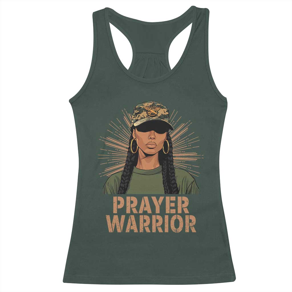 Black Prayer Warrior Racerback Tank Top Jesus God Christian Camo Girl TS02 Dark Forest Green Print Your Wear