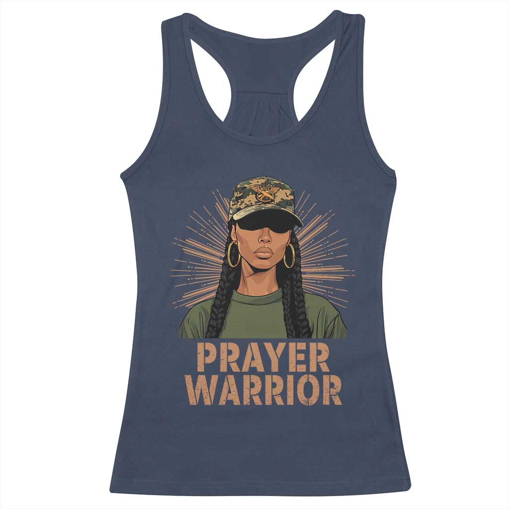 Black Prayer Warrior Racerback Tank Top Jesus God Christian Camo Girl TS02 Navy Print Your Wear