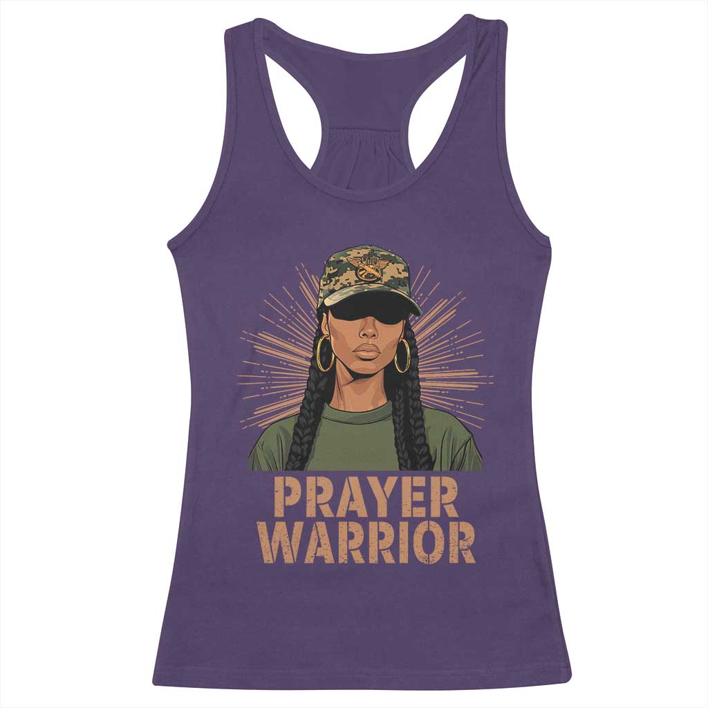 Black Prayer Warrior Racerback Tank Top Jesus God Christian Camo Girl TS02 Purple Print Your Wear