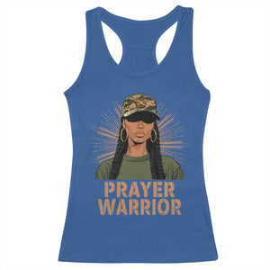 Black Prayer Warrior Racerback Tank Top Jesus God Christian Camo Girl TS02 Royal Blue Print Your Wear