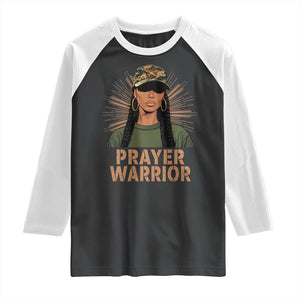 Black Prayer Warrior Raglan Shirt Jesus God Christian Camo Girl TS02 Black White Print Your Wear