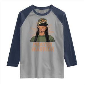 Black Prayer Warrior Raglan Shirt Jesus God Christian Camo Girl TS02 Sport Gray Navy Print Your Wear