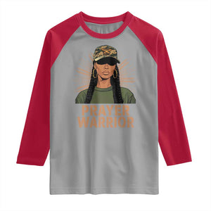 Black Prayer Warrior Raglan Shirt Jesus God Christian Camo Girl TS02 Sport Gray Red Print Your Wear