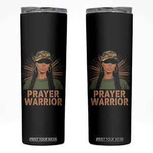 Black Prayer Warrior Skinny Tumbler Jesus God Christian Camo Girl TS02 Black Print Your Wear