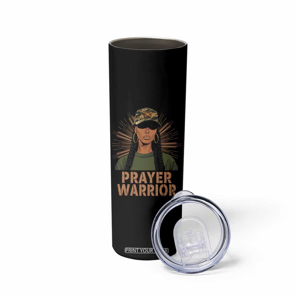 Black Prayer Warrior Skinny Tumbler Jesus God Christian Camo Girl TS02 Print Your Wear