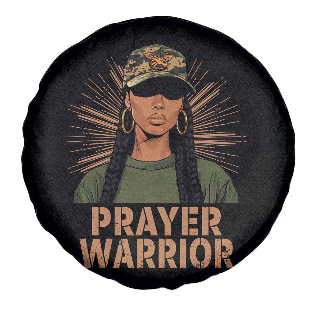 Black Prayer Warrior Spare Tire Cover Jesus God Christian Camo Girl TS02 Print Your Wear