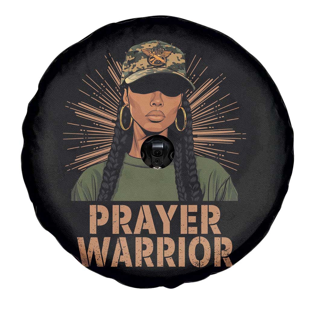 Black Prayer Warrior Spare Tire Cover Jesus God Christian Camo Girl TS02 Print Your Wear