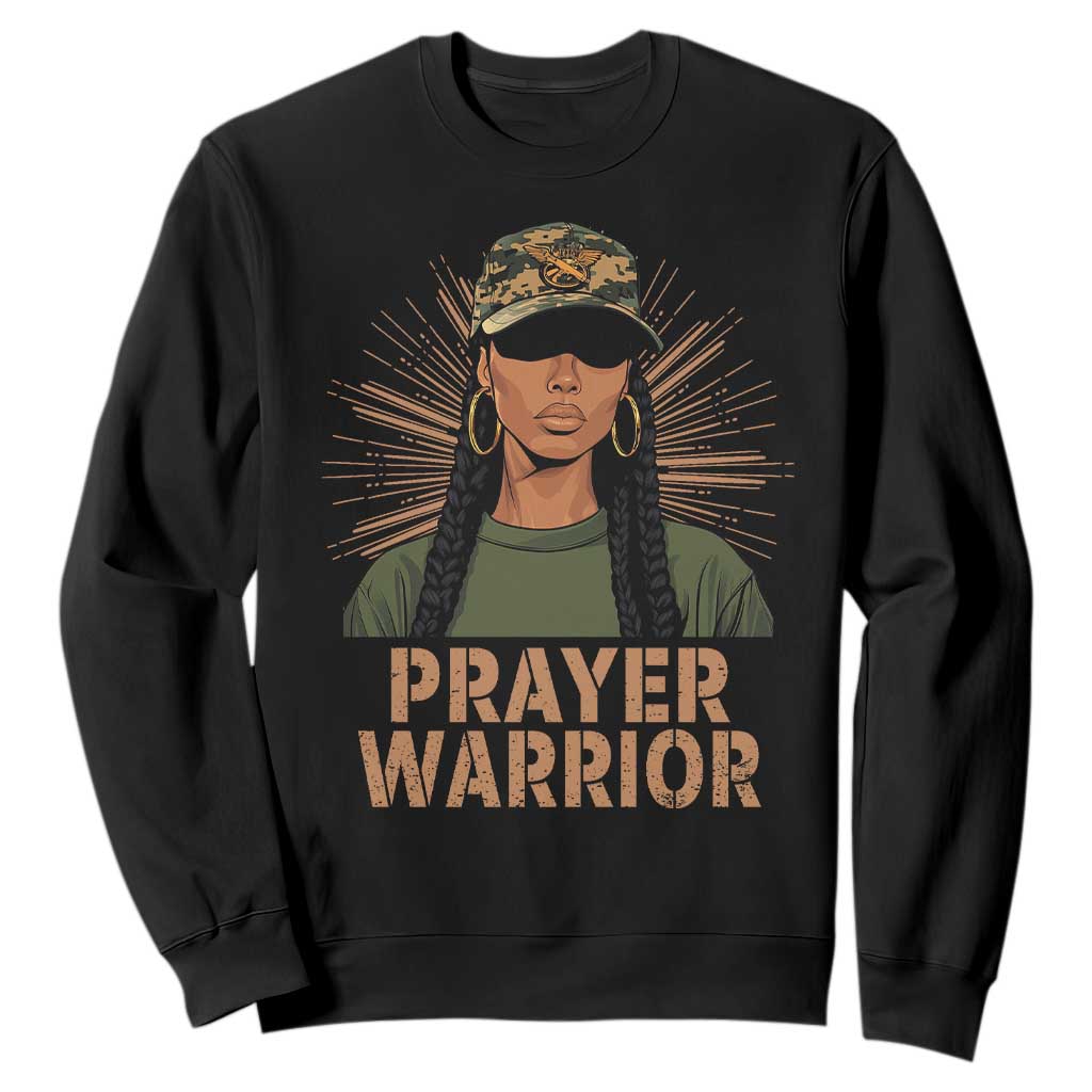 Black Prayer Warrior Sweatshirt Jesus God Christian Camo Girl TS02 Black Print Your Wear