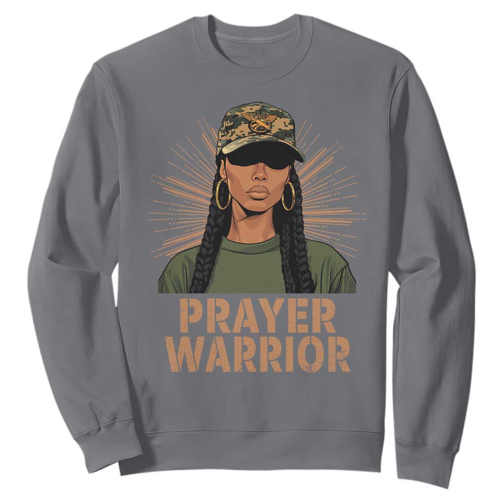 Black Prayer Warrior Sweatshirt Jesus God Christian Camo Girl TS02 Charcoal Print Your Wear