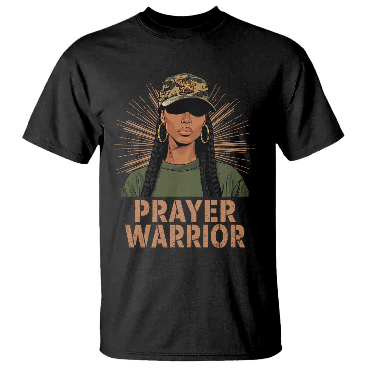 Black Prayer Warrior T Shirt Jesus God Christian Camo Girl TS02 Black Print Your Wear