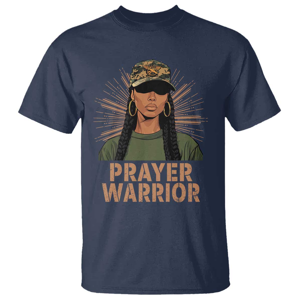 Black Prayer Warrior T Shirt Jesus God Christian Camo Girl TS02 Navy Print Your Wear