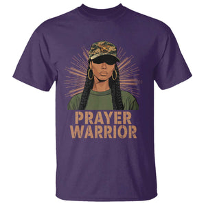 Black Prayer Warrior T Shirt Jesus God Christian Camo Girl TS02 Purple Print Your Wear