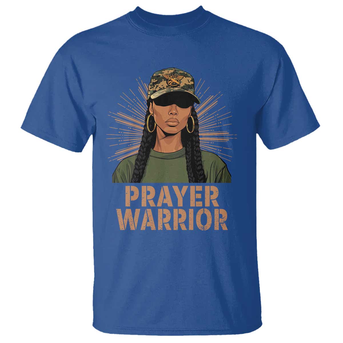 Black Prayer Warrior T Shirt Jesus God Christian Camo Girl TS02 Royal Blue Print Your Wear