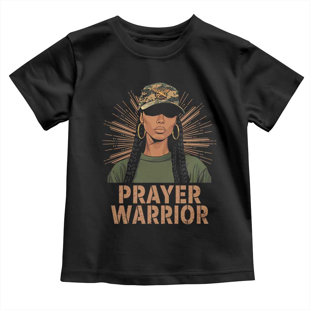 Black Prayer Warrior Toddler T Shirt Jesus God Christian Camo Girl TS02 Black Print Your Wear
