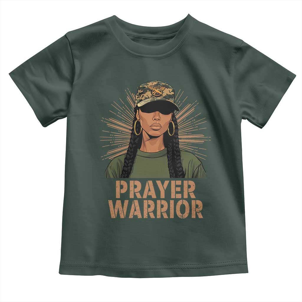 Black Prayer Warrior Toddler T Shirt Jesus God Christian Camo Girl TS02 Dark Forest Green Print Your Wear