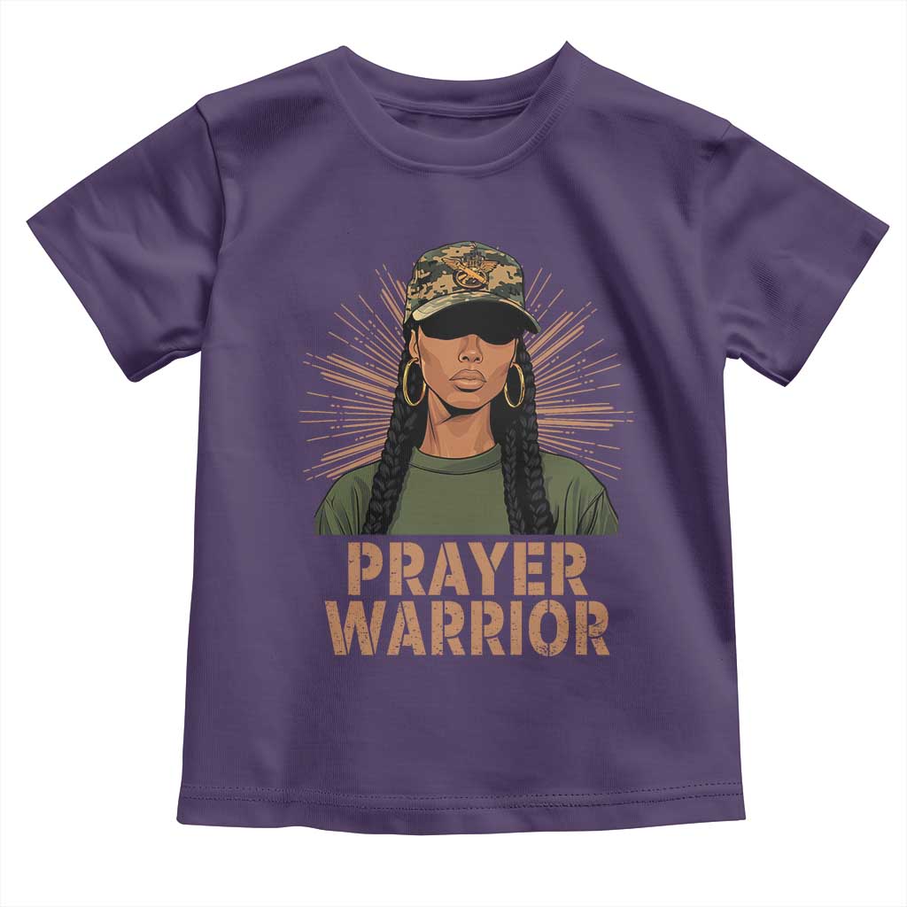 Black Prayer Warrior Toddler T Shirt Jesus God Christian Camo Girl TS02 Purple Print Your Wear