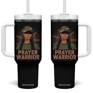 Black Prayer Warrior Tumbler With Handle Jesus God Christian Camo Girl TS02 One Size: 40 oz Black Print Your Wear