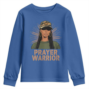 Black Prayer Warrior Youth Sweatshirt Jesus God Christian Camo Girl TS02 Royal Blue Print Your Wear