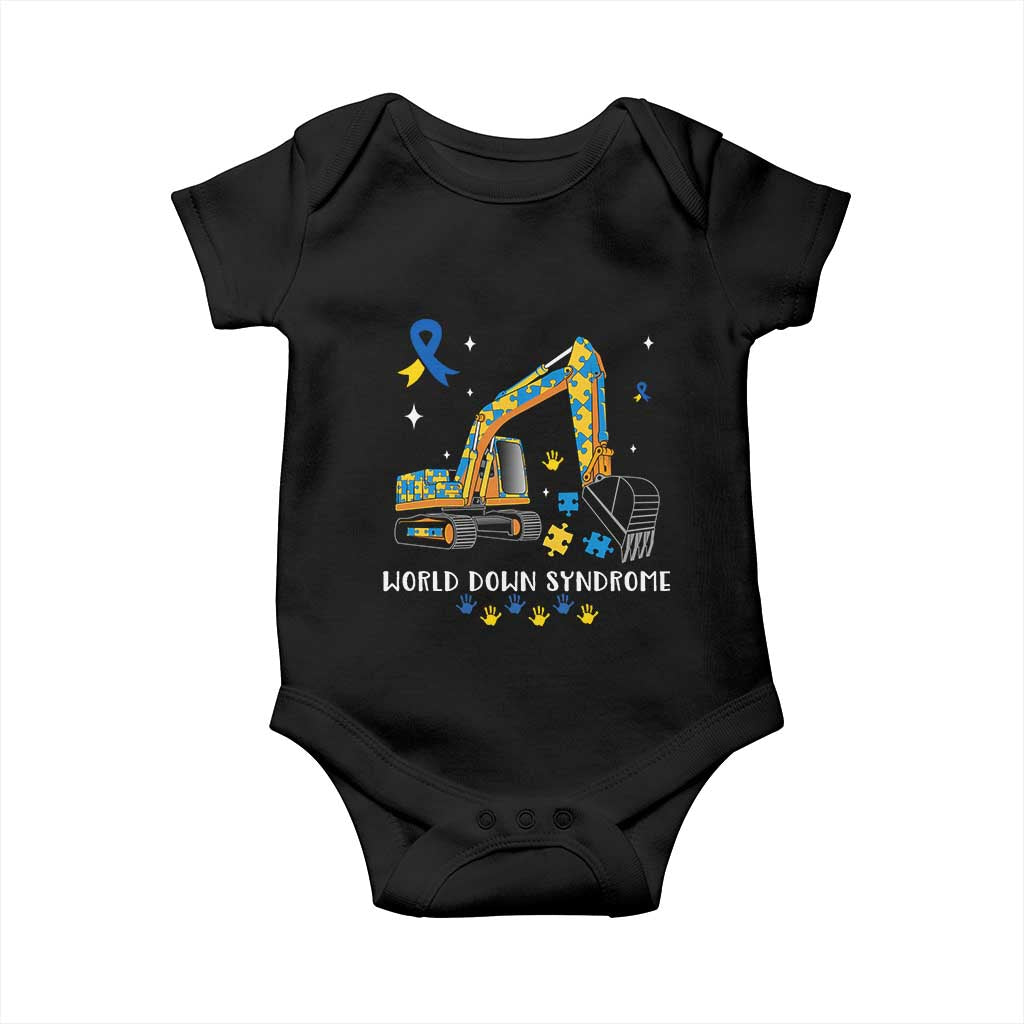 World Down Syndrome Awareness Day Bulldozer Baby Onesie TS02 Black Print Your Wear