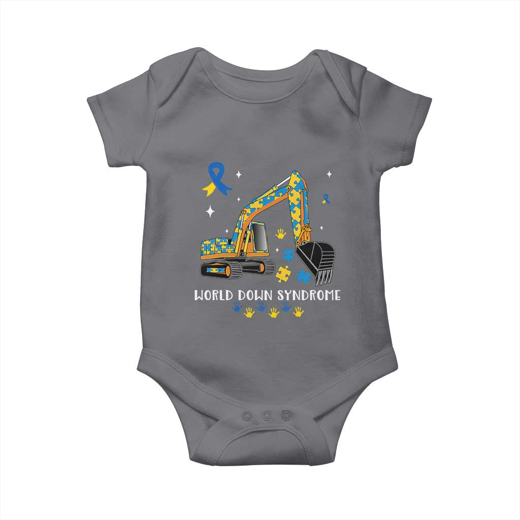 World Down Syndrome Awareness Day Bulldozer Baby Onesie TS02 Charcoal Print Your Wear