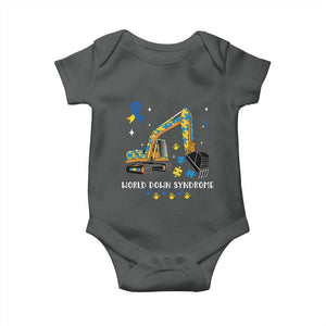 World Down Syndrome Awareness Day Bulldozer Baby Onesie TS02 Dark Heather Print Your Wear