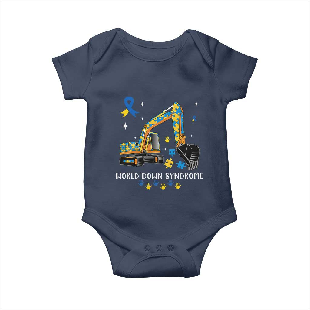 World Down Syndrome Awareness Day Bulldozer Baby Onesie TS02 Navy Print Your Wear