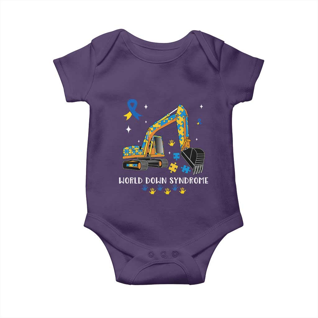 World Down Syndrome Awareness Day Bulldozer Baby Onesie TS02 Purple Print Your Wear