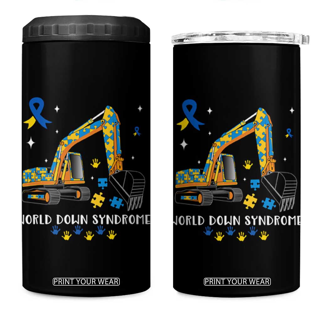 World Down Syndrome Awareness Day Bulldozer 4 in 1 Can Cooler Tumbler TS02 One Size: 16 oz Black Print Your Wear