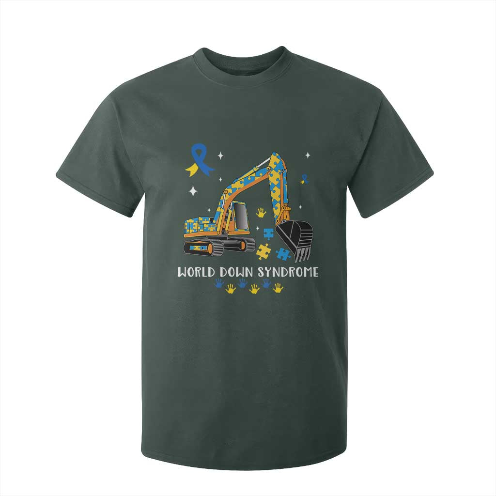 World Down Syndrome Awareness Day Bulldozer T Shirt For Kid TS02 Dark Forest Green Print Your Wear