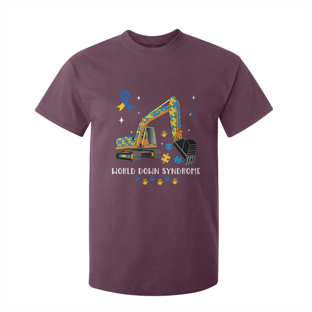 World Down Syndrome Awareness Day Bulldozer T Shirt For Kid TS02 Maroon Print Your Wear