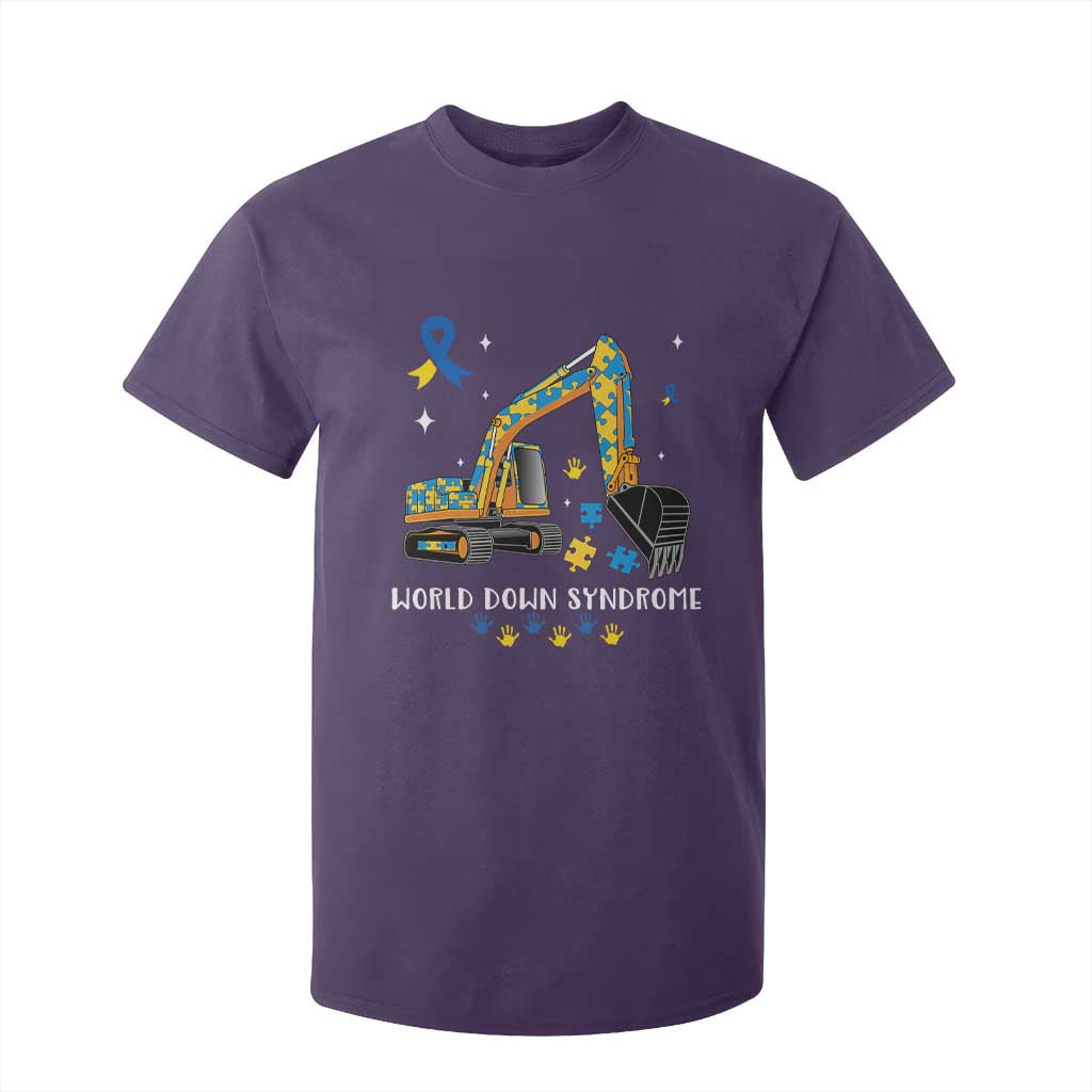 World Down Syndrome Awareness Day Bulldozer T Shirt For Kid TS02 Purple Print Your Wear