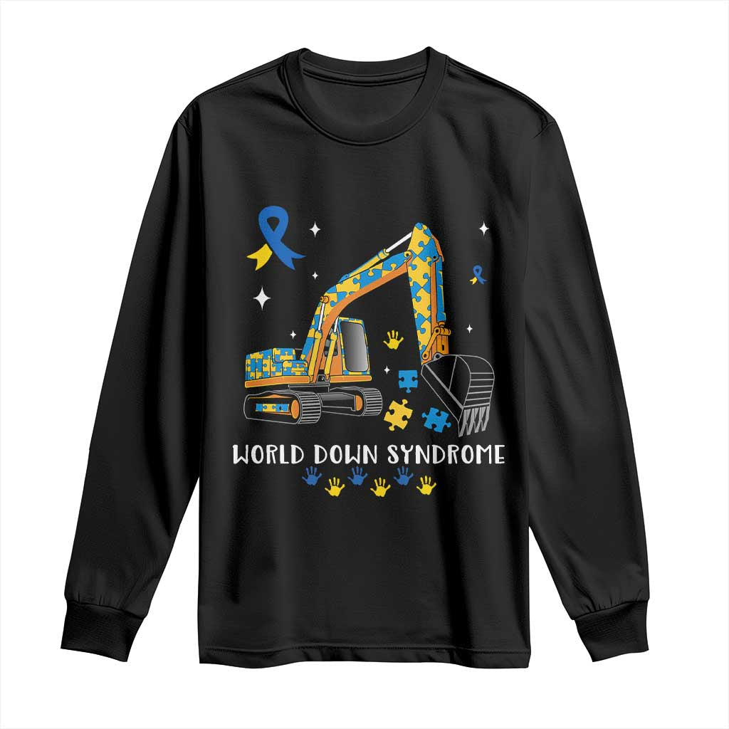 World Down Syndrome Awareness Day Bulldozer Long Sleeve Shirt TS02 Black Print Your Wear