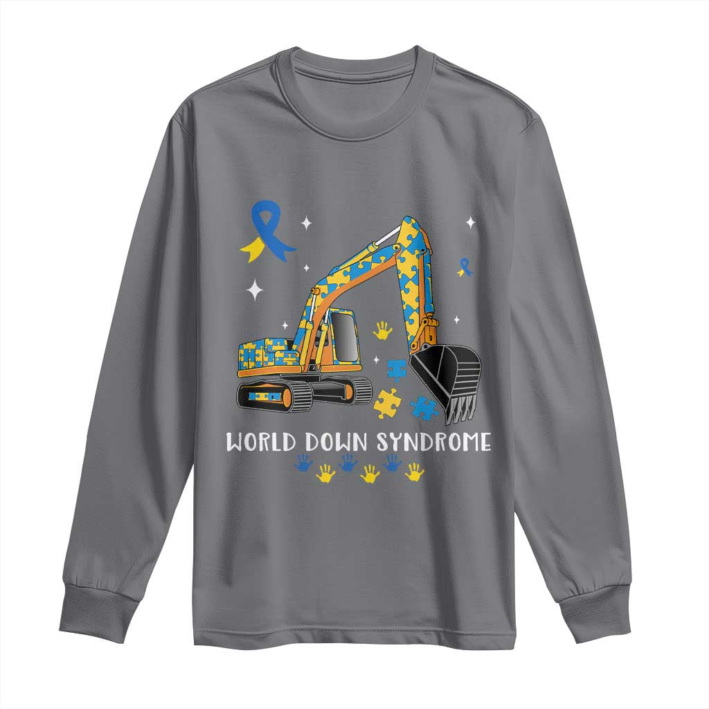 World Down Syndrome Awareness Day Bulldozer Long Sleeve Shirt TS02 Charcoal Print Your Wear