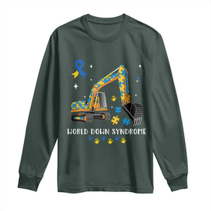 World Down Syndrome Awareness Day Bulldozer Long Sleeve Shirt TS02 Dark Forest Green Print Your Wear