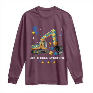World Down Syndrome Awareness Day Bulldozer Long Sleeve Shirt TS02 Maroon Print Your Wear