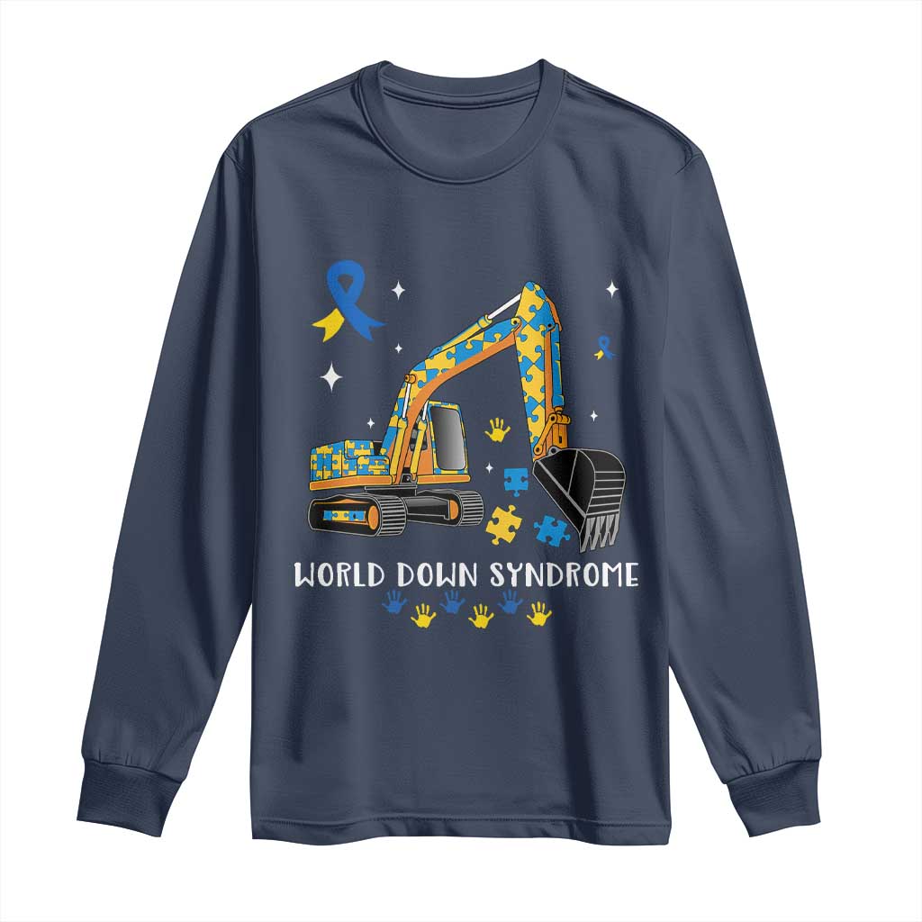 World Down Syndrome Awareness Day Bulldozer Long Sleeve Shirt TS02 Navy Print Your Wear