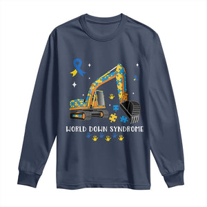 World Down Syndrome Awareness Day Bulldozer Long Sleeve Shirt TS02 Navy Print Your Wear