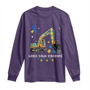 World Down Syndrome Awareness Day Bulldozer Long Sleeve Shirt TS02 Purple Print Your Wear
