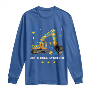 World Down Syndrome Awareness Day Bulldozer Long Sleeve Shirt TS02 Royal Blue Print Your Wear