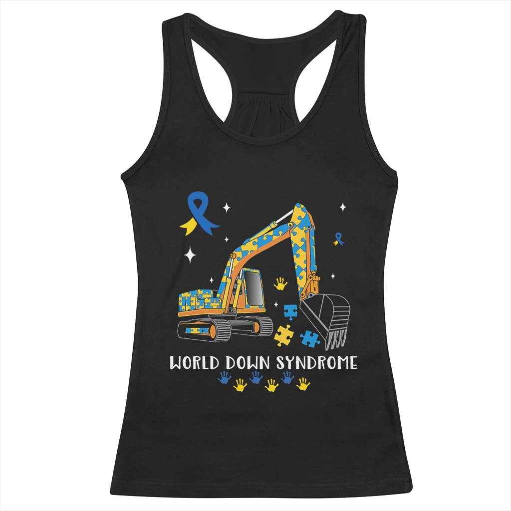 World Down Syndrome Awareness Day Bulldozer Racerback Tank Top TS02 Black Print Your Wear