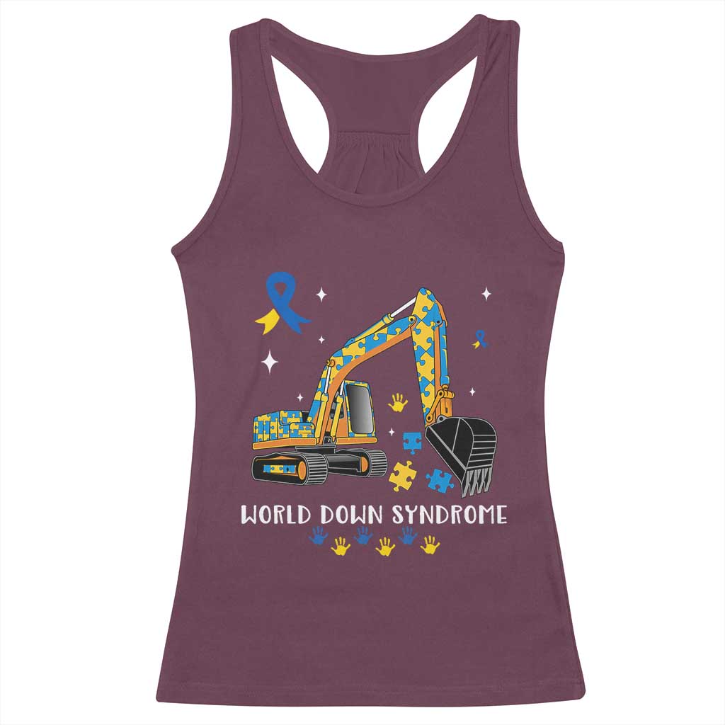 World Down Syndrome Awareness Day Bulldozer Racerback Tank Top TS02 Maroon Print Your Wear