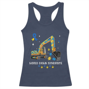 World Down Syndrome Awareness Day Bulldozer Racerback Tank Top TS02 Navy Print Your Wear