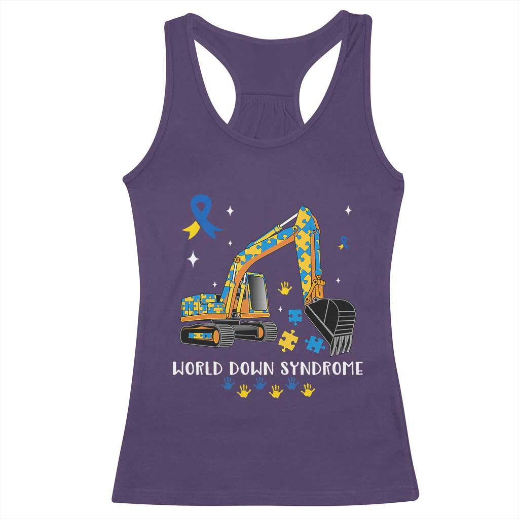 World Down Syndrome Awareness Day Bulldozer Racerback Tank Top TS02 Purple Print Your Wear